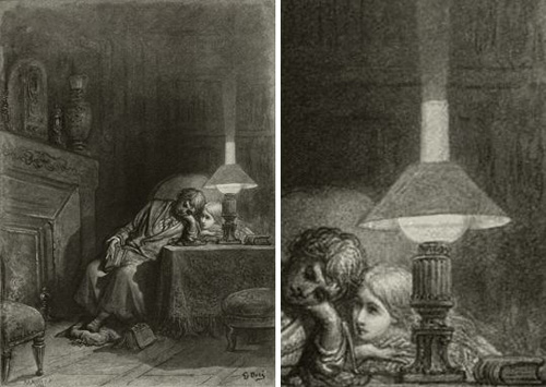 Bois gravé d'après Gustave Doré, pour illustrer Edgar Allan Poe