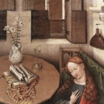 Peinture flammande, détail de l&#039;annonciation, vers 1415
