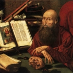 Marinus van Reymerswale’s, ‘St Jerome in his Study’ (XVIe s.) Livre posé sur un lutrin