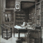 Arthur Ellis : The Interior of a Bookshop (1891), petite bibliothèque tournante